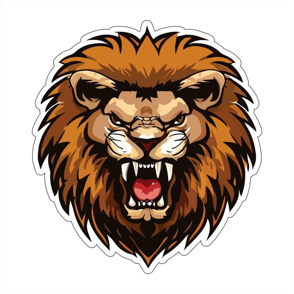 Lion face and head vector art sticker and logo template