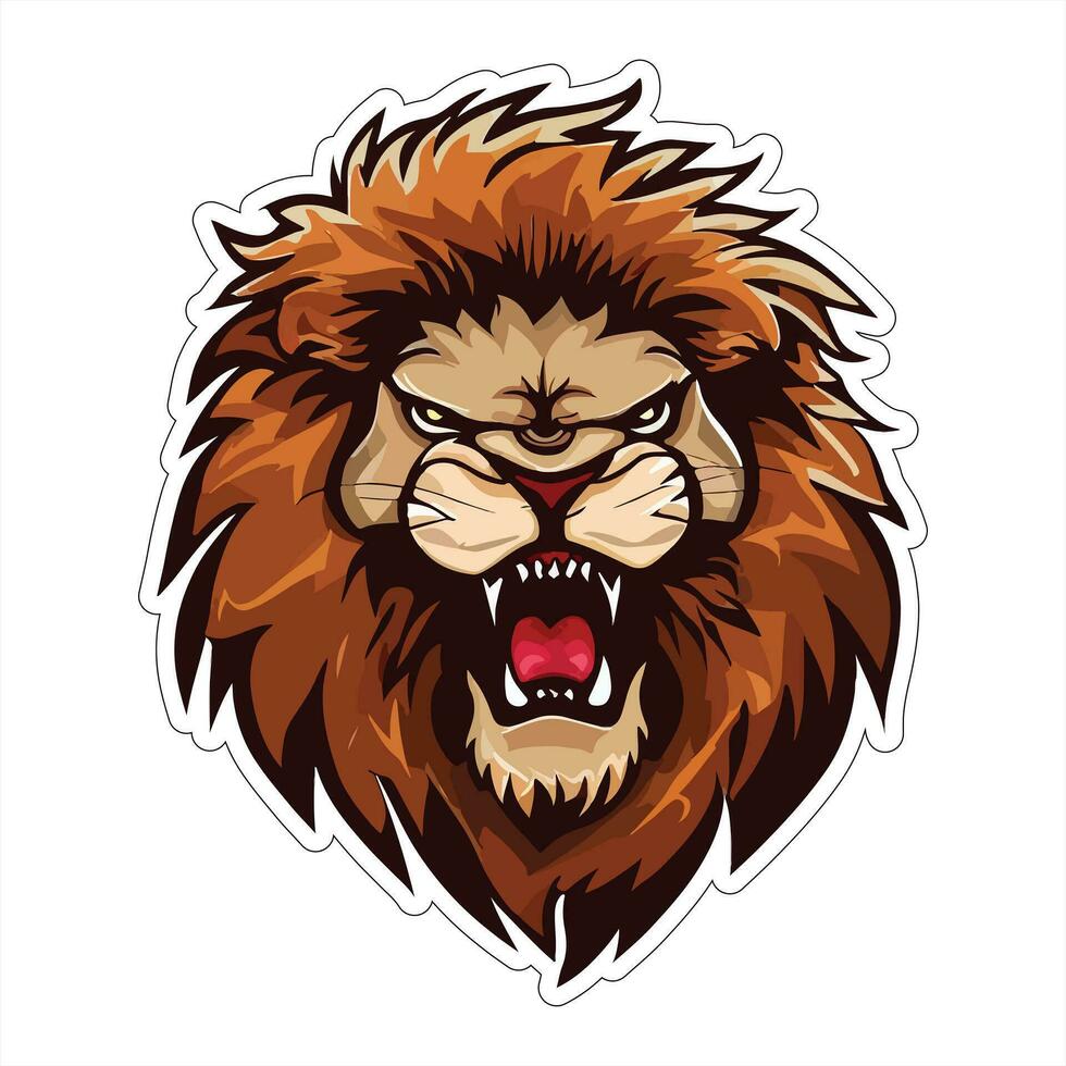 Lion face and head vector art sticker and logo template