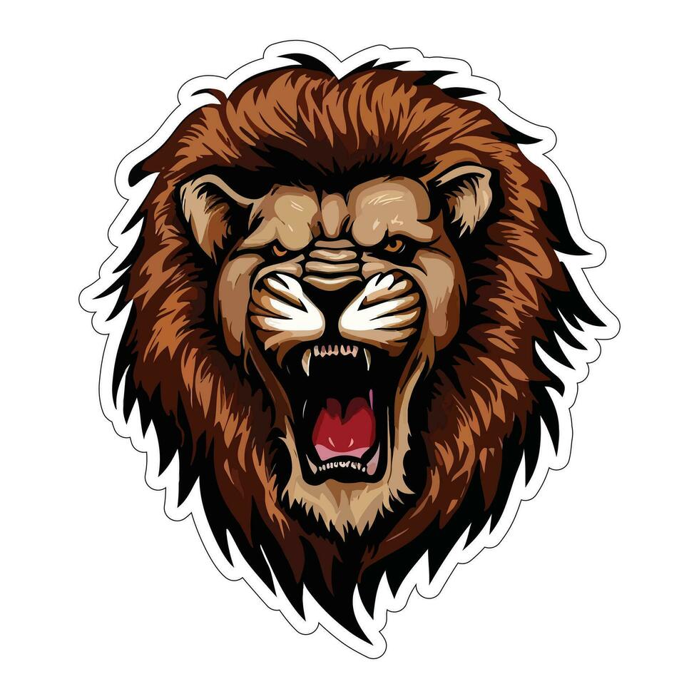 Lion face and head vector art sticker and logo template