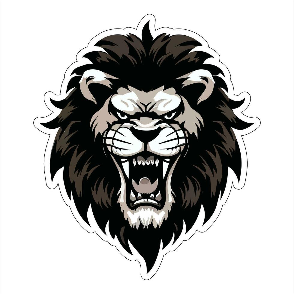 Lion face and head vector art sticker and logo template