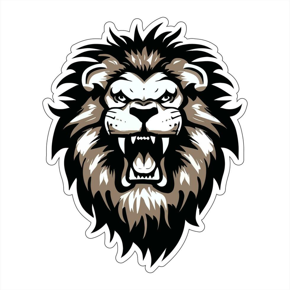 Lion face and head vector art sticker and logo template