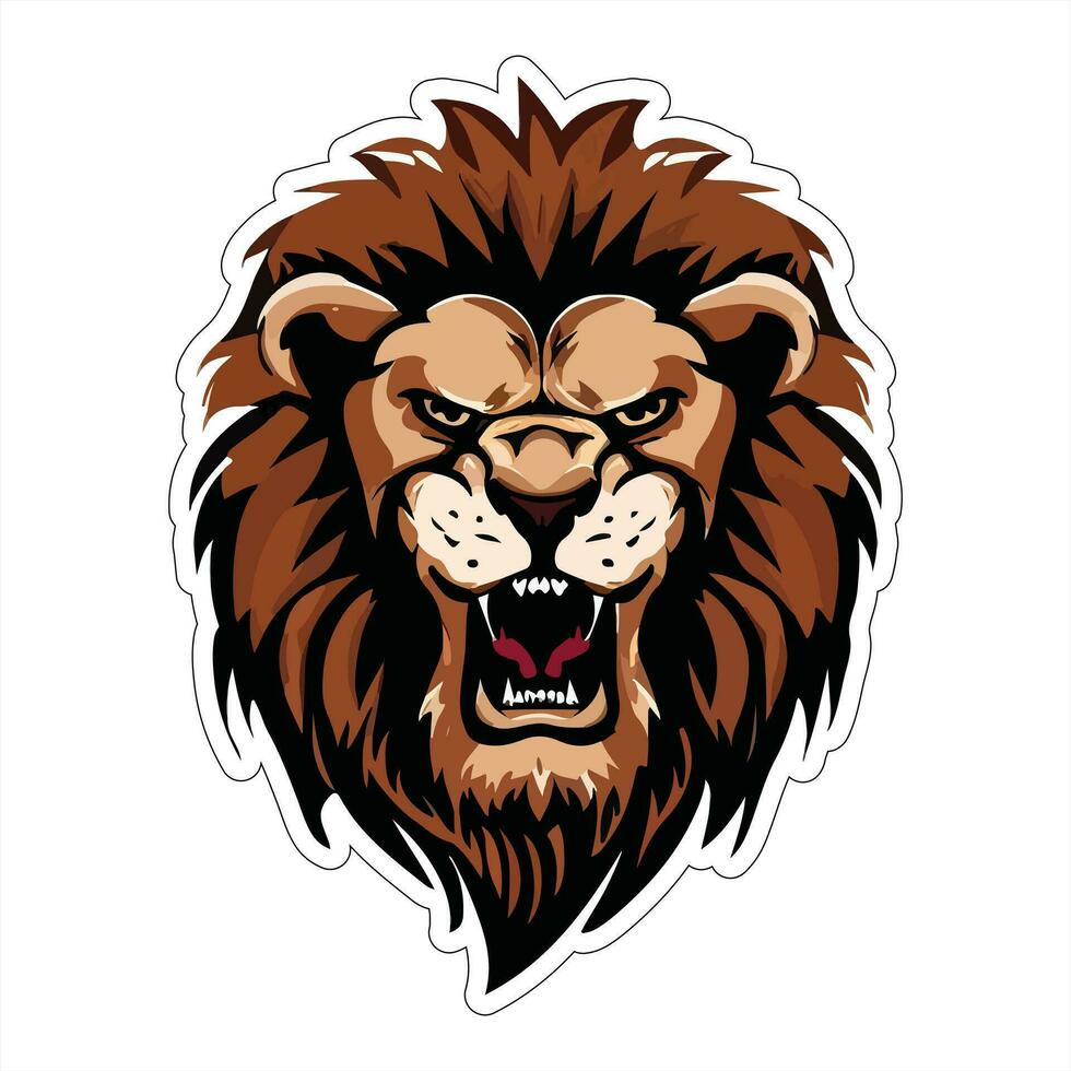 Lion face and head vector art sticker and logo template