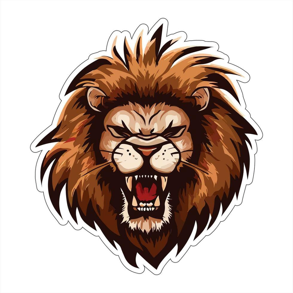 Lion face and head vector art sticker and logo template