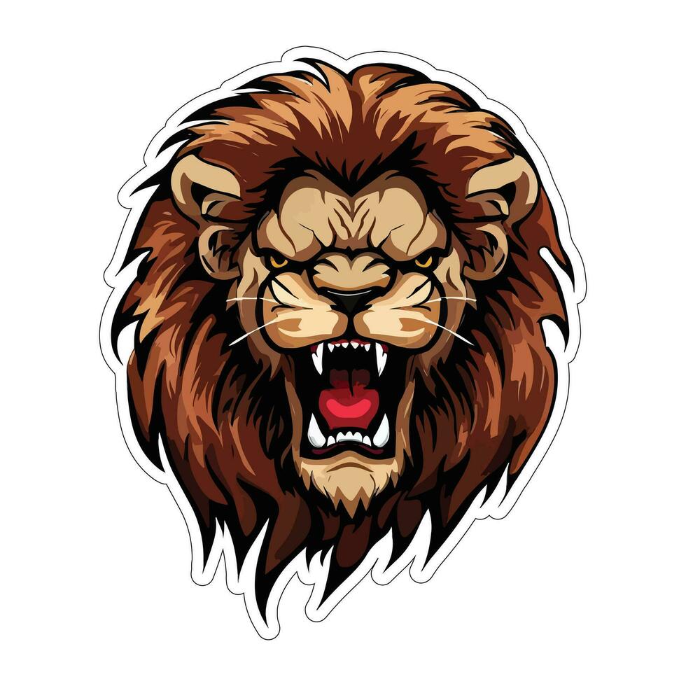 Lion face and head vector art sticker and logo template