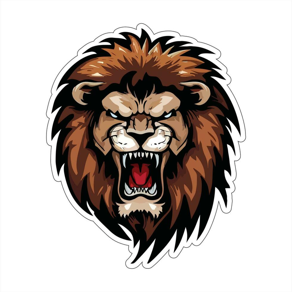 Lion face and head vector art sticker and logo template