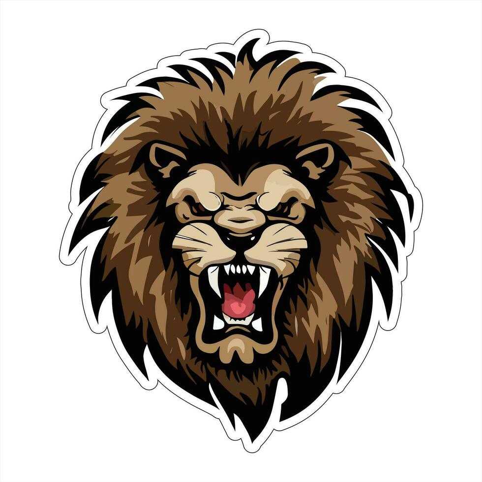 Lion face and head vector art sticker and logo template