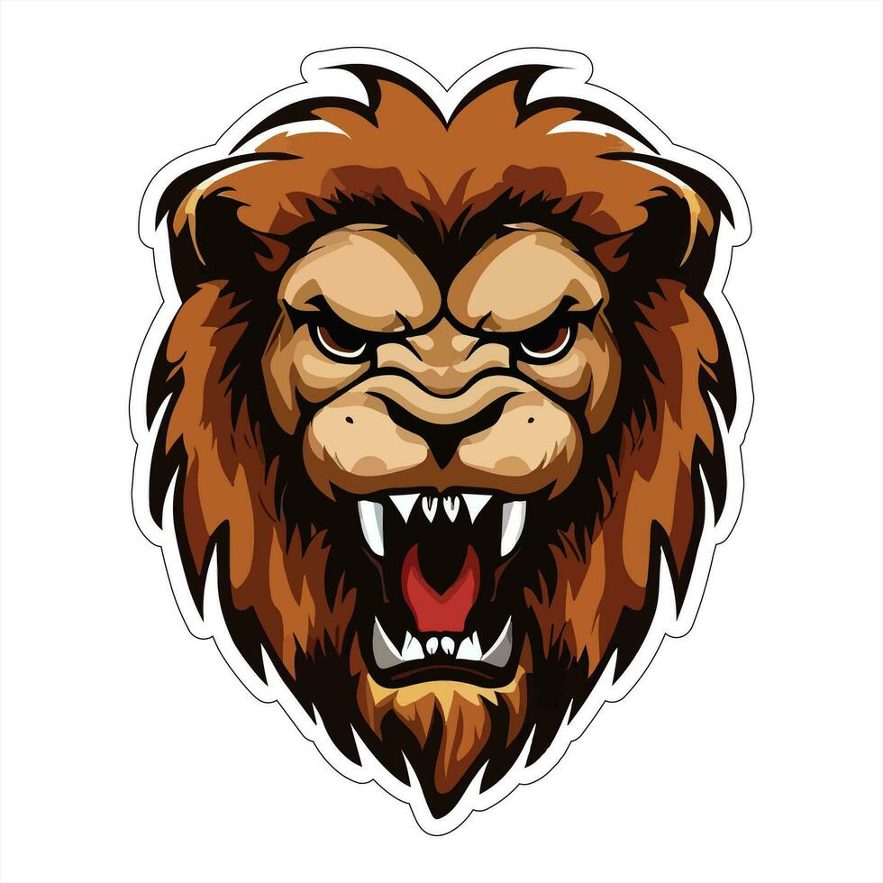 Lion face and head vector art sticker and logo template