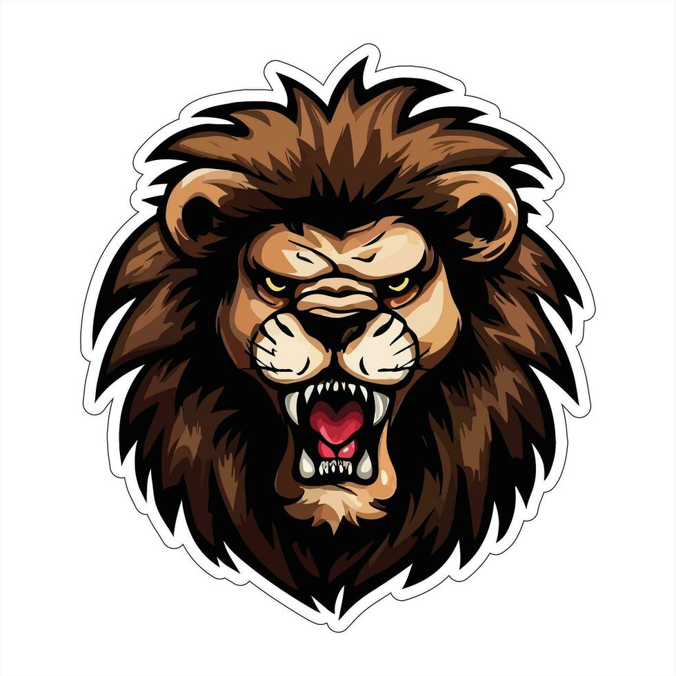 Lion face and head vector art sticker and logo template