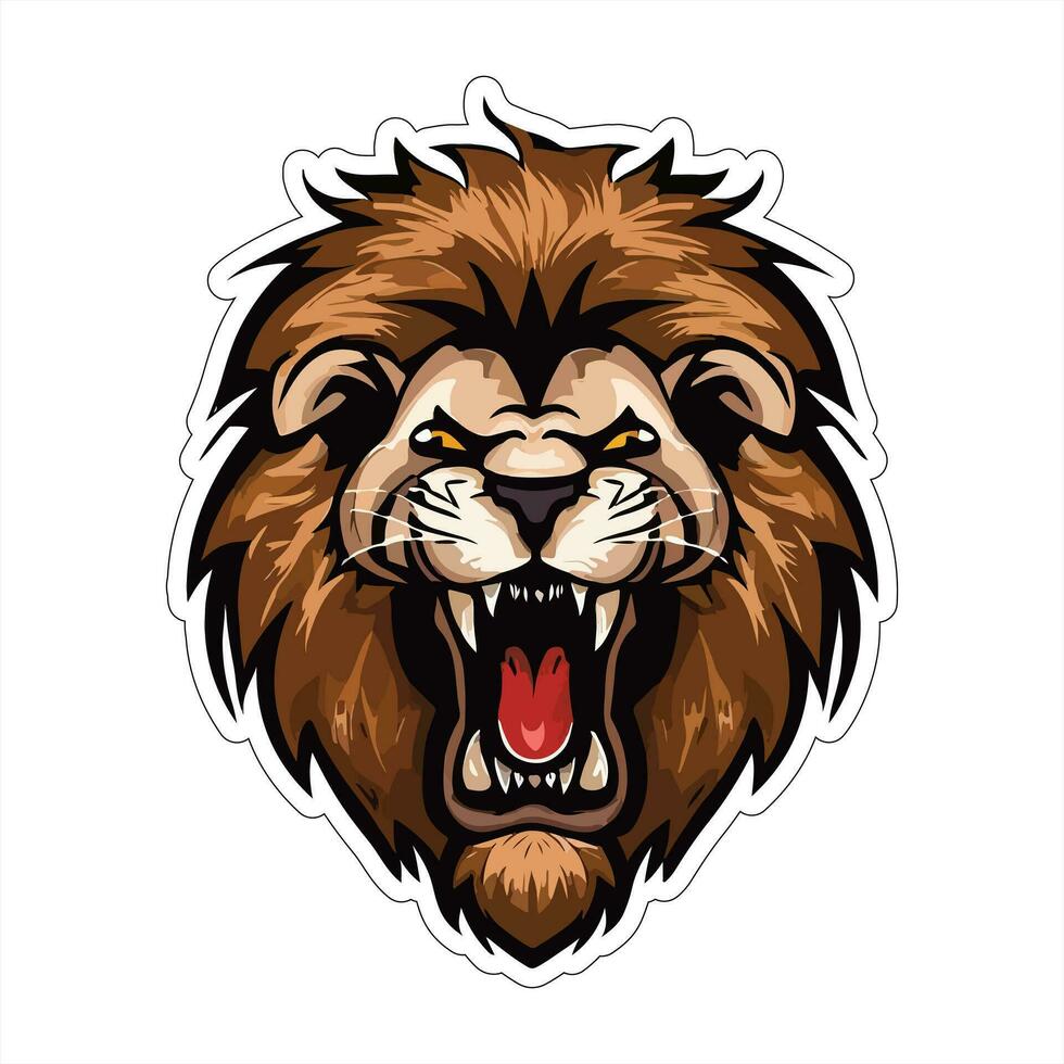 Lion face and head vector art sticker and logo template