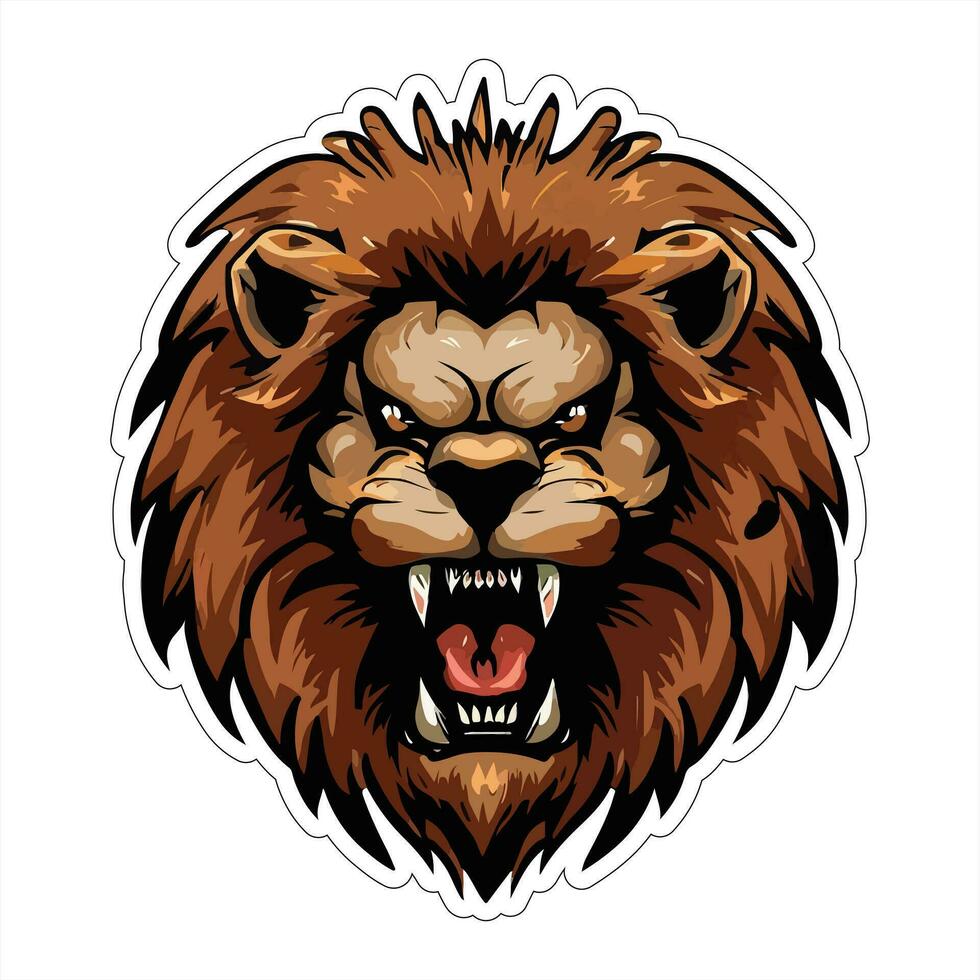 Lion face and head vector art sticker and logo template
