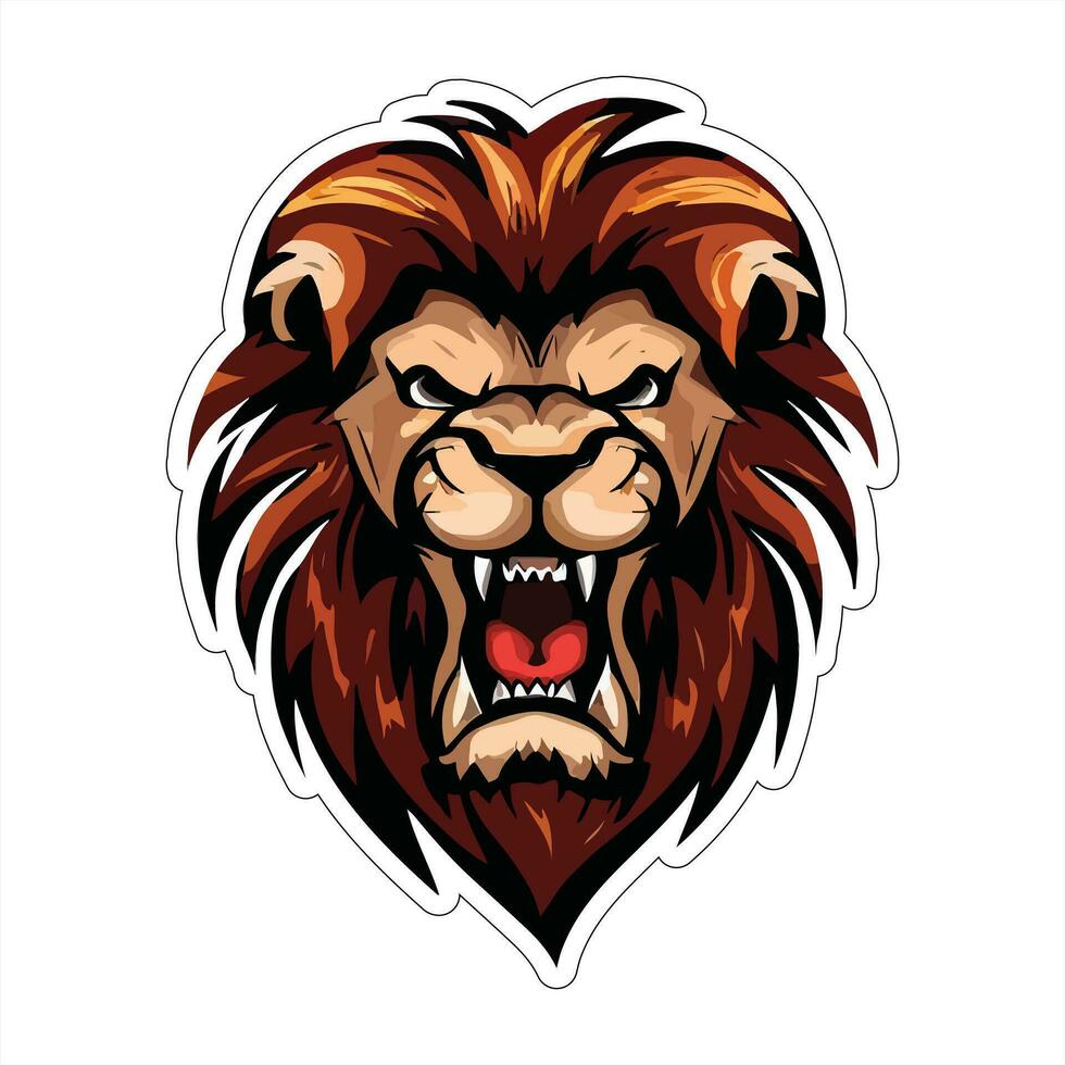 Lion face and head vector art sticker and logo template