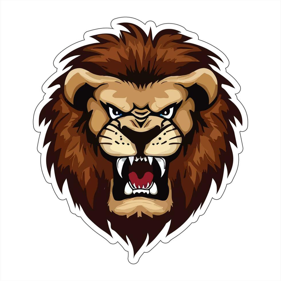 Lion face and head vector art sticker and logo template