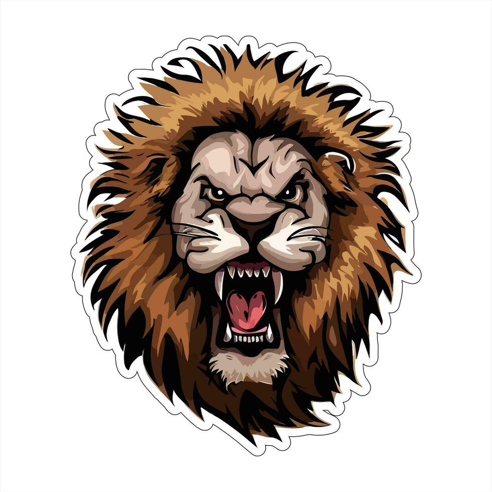 Lion face and head vector art sticker and logo template