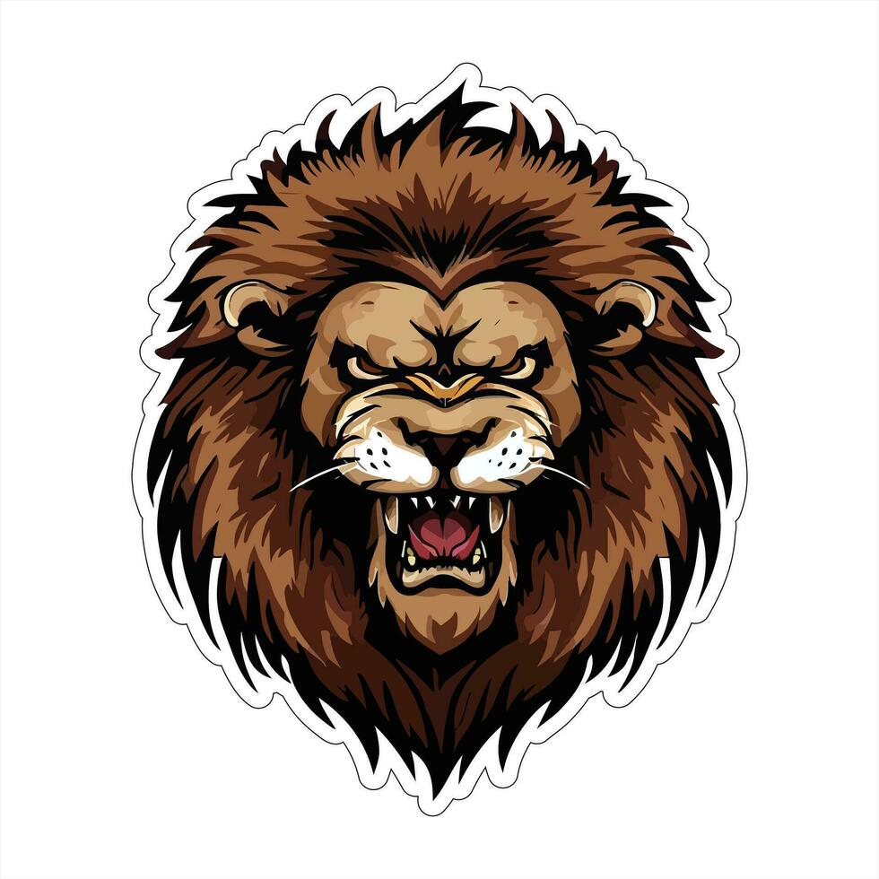 Lion face and head vector art sticker and logo template