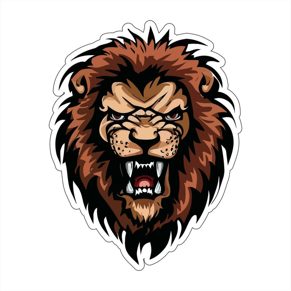 Lion face and head vector art sticker and logo template