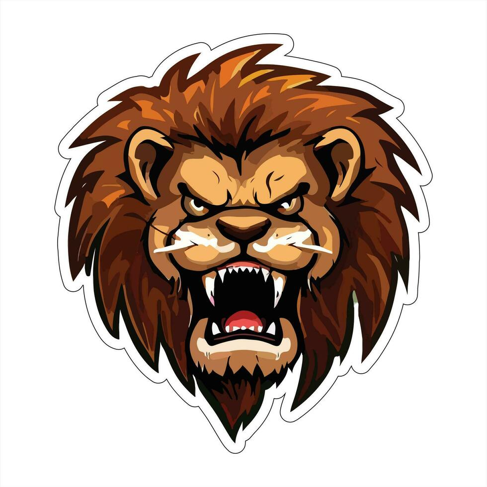 Lion face and head vector art sticker and logo template