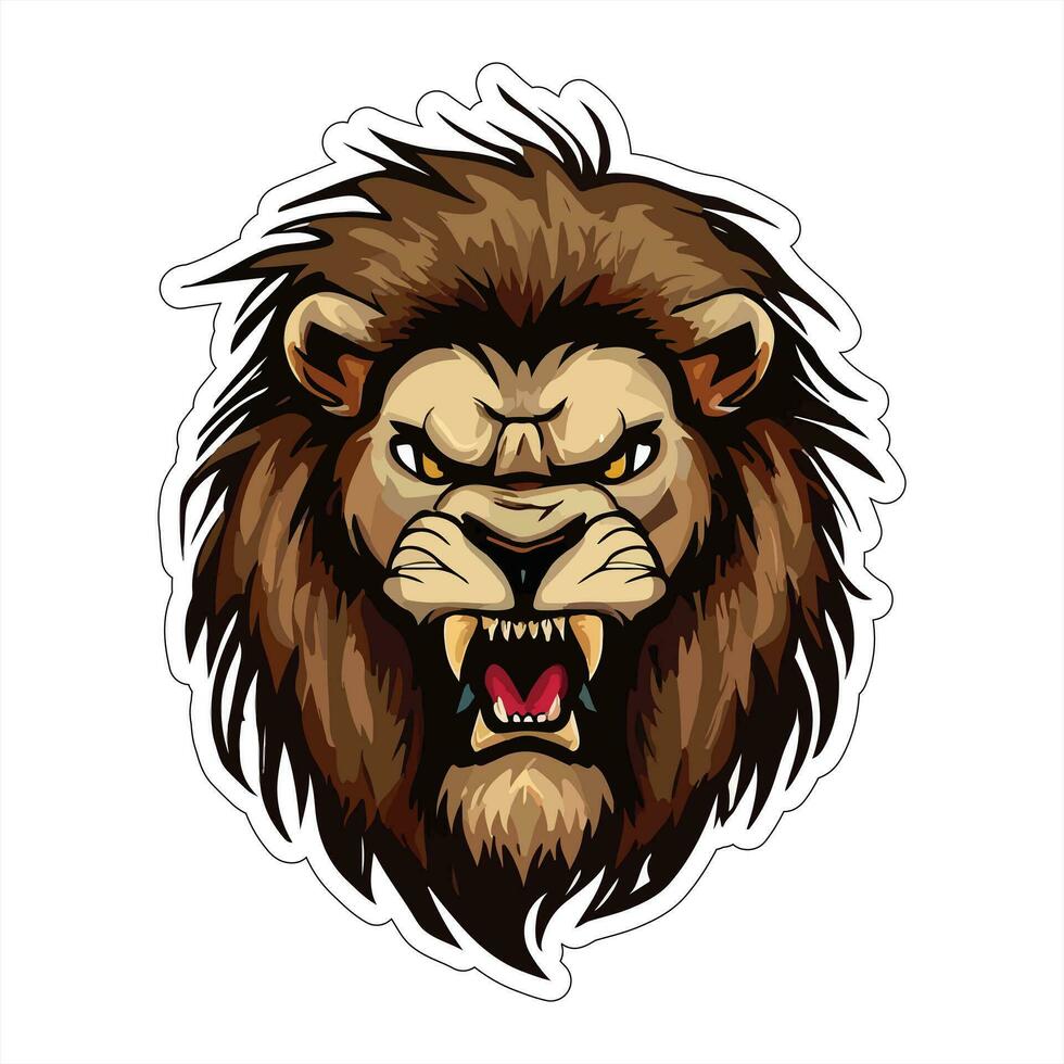 Lion face and head vector art sticker and logo template