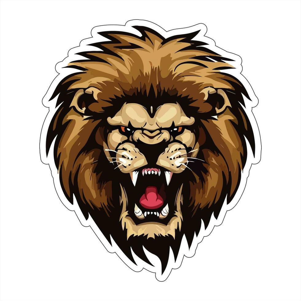 Lion face and head vector art sticker and logo template
