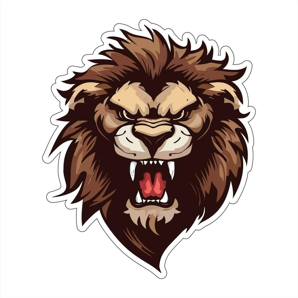 Lion face and head vector art sticker and logo template