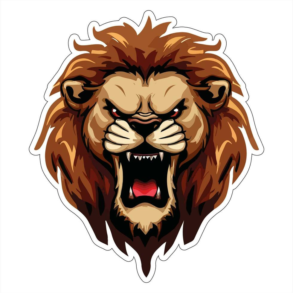 Lion face and head vector art sticker and logo template