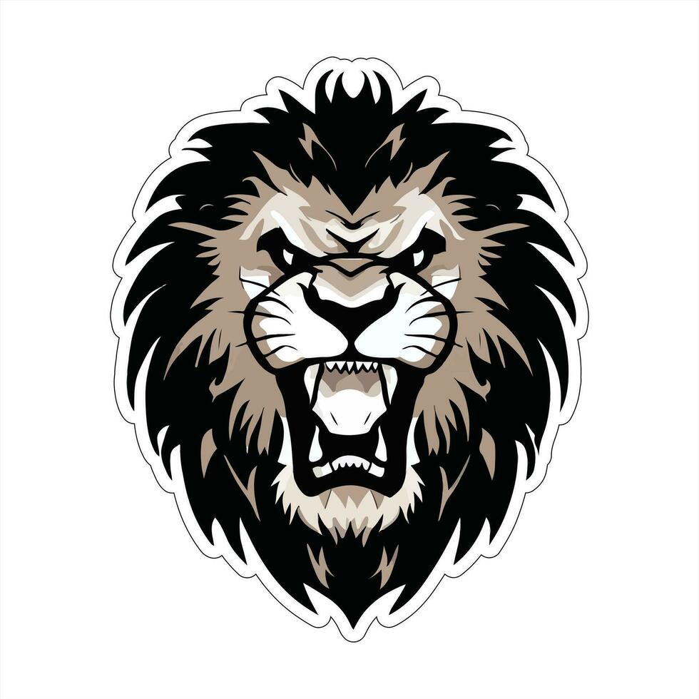 Lion face and head vector art sticker and logo template