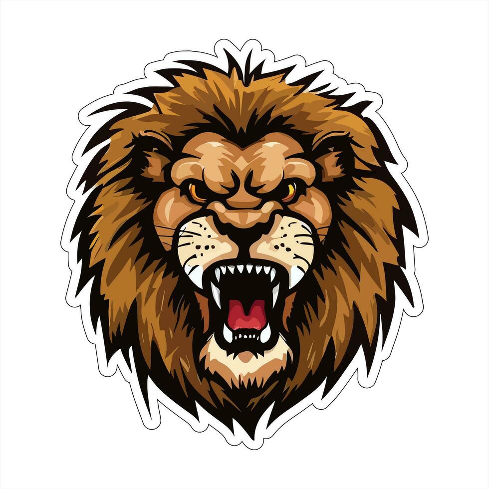 Lion face and head vector art sticker and logo template