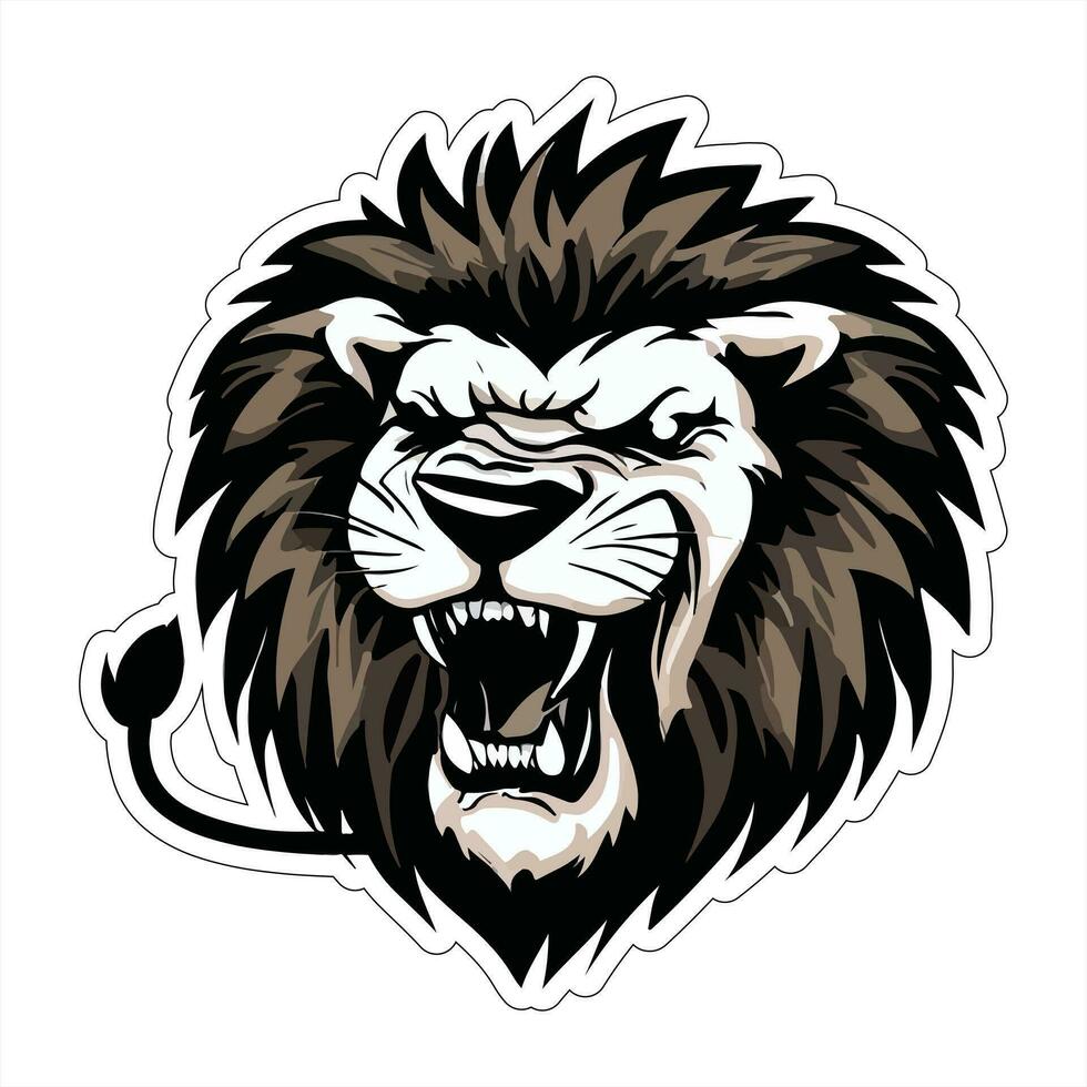 Lion face and head vector art sticker and logo template