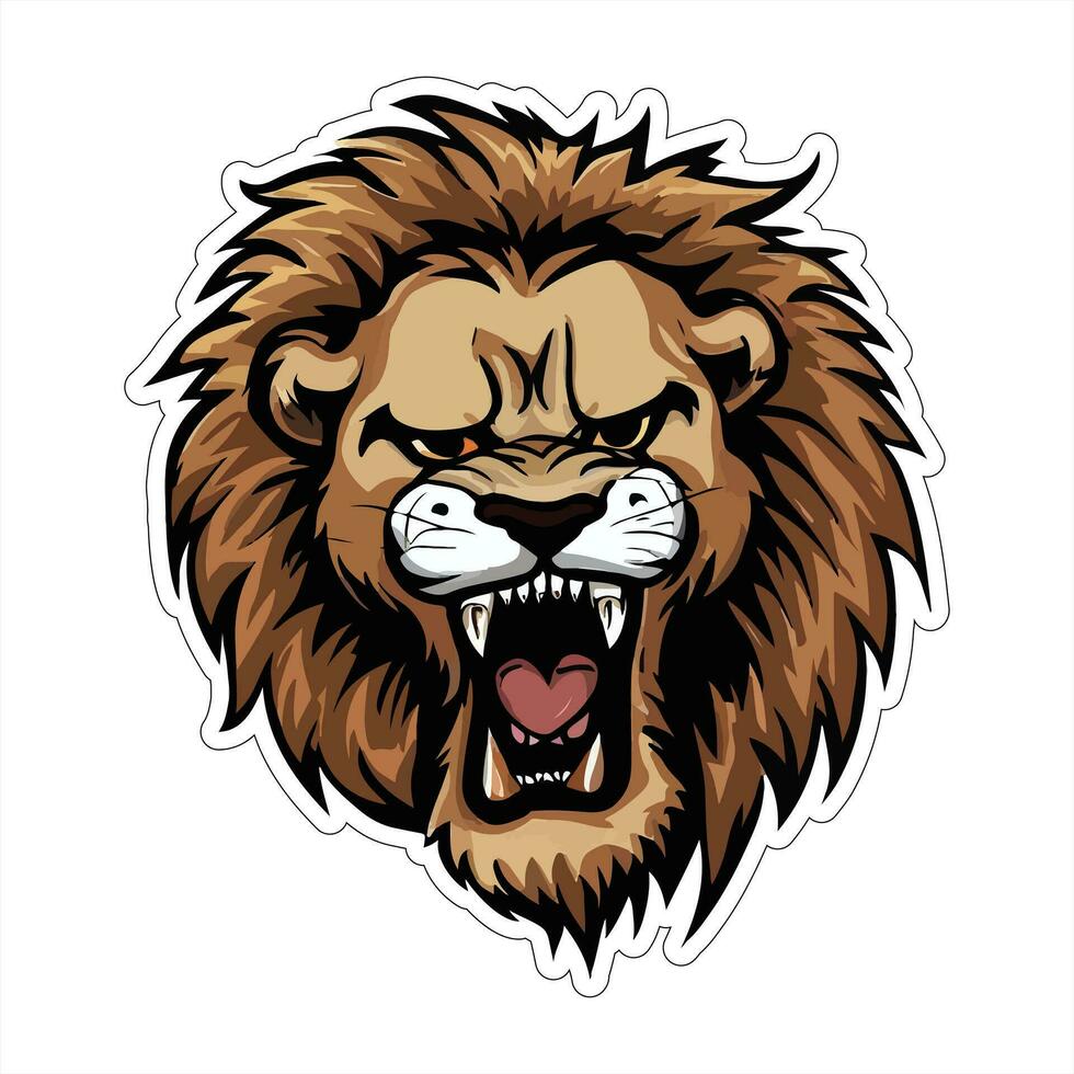 Lion face and head vector art sticker and logo template