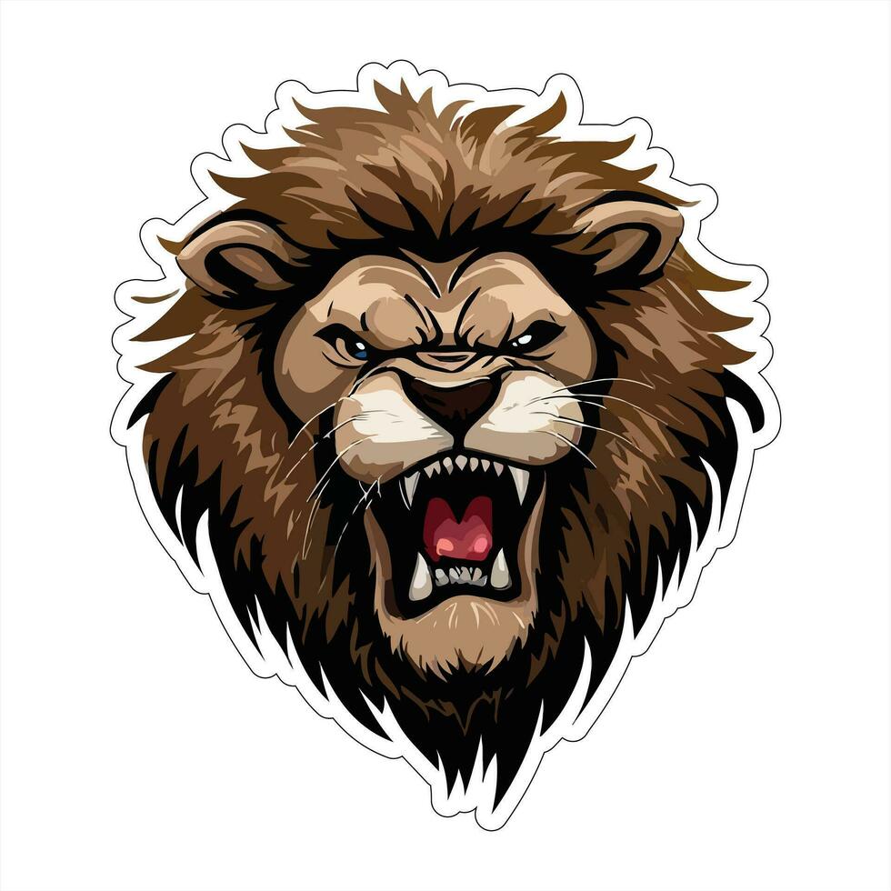 Lion face and head vector art sticker and logo template