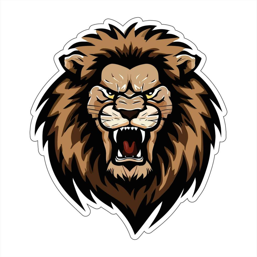 Lion face and head vector art sticker and logo template