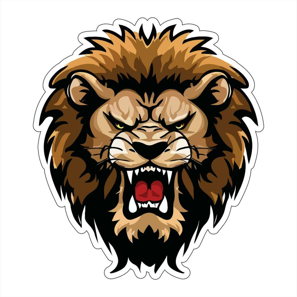 Lion face and head vector art sticker and logo template