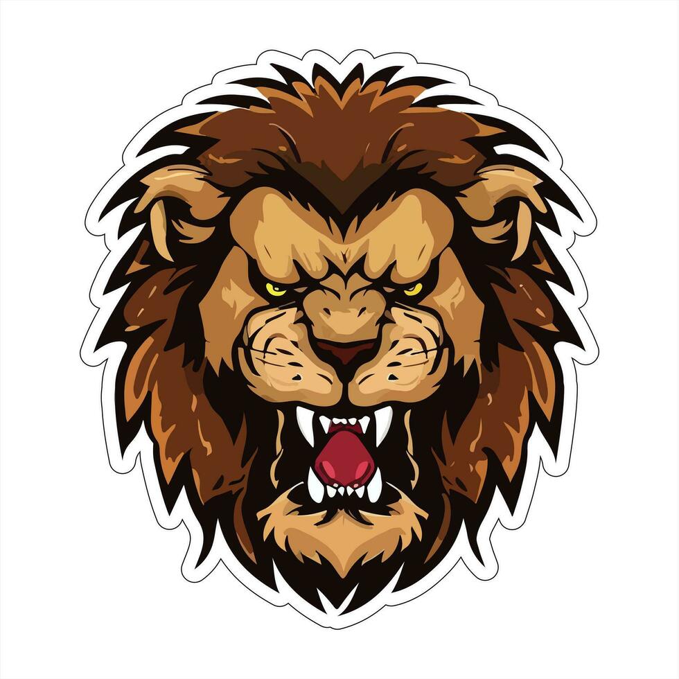 Lion face and head vector art sticker and logo template