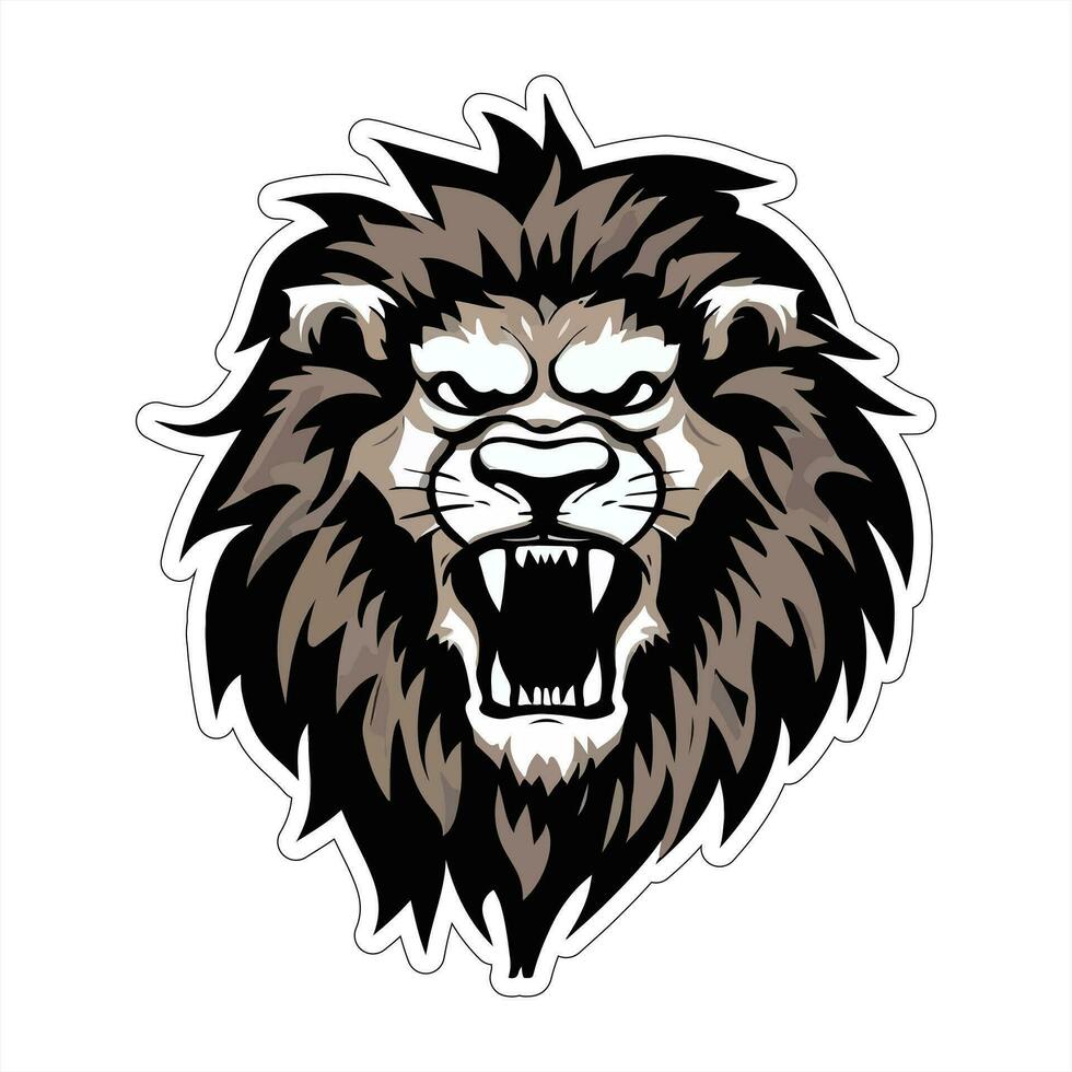 Lion face and head vector art sticker and logo template