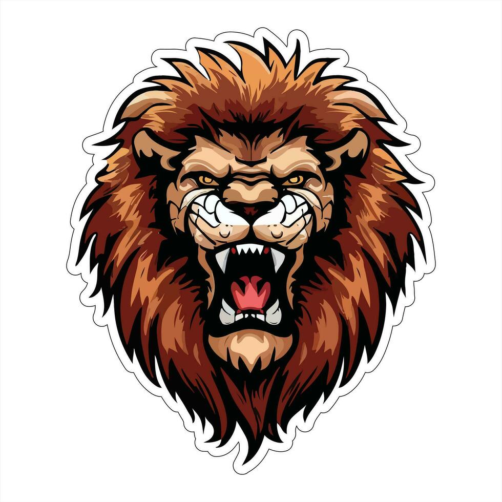 Lion face and head vector art sticker and logo template