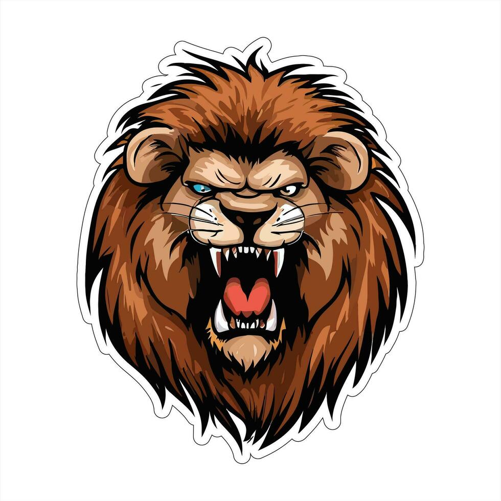 Lion face and head vector art sticker and logo template