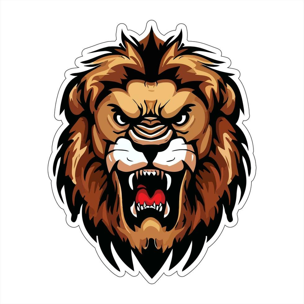 Lion face and head vector art sticker and logo template