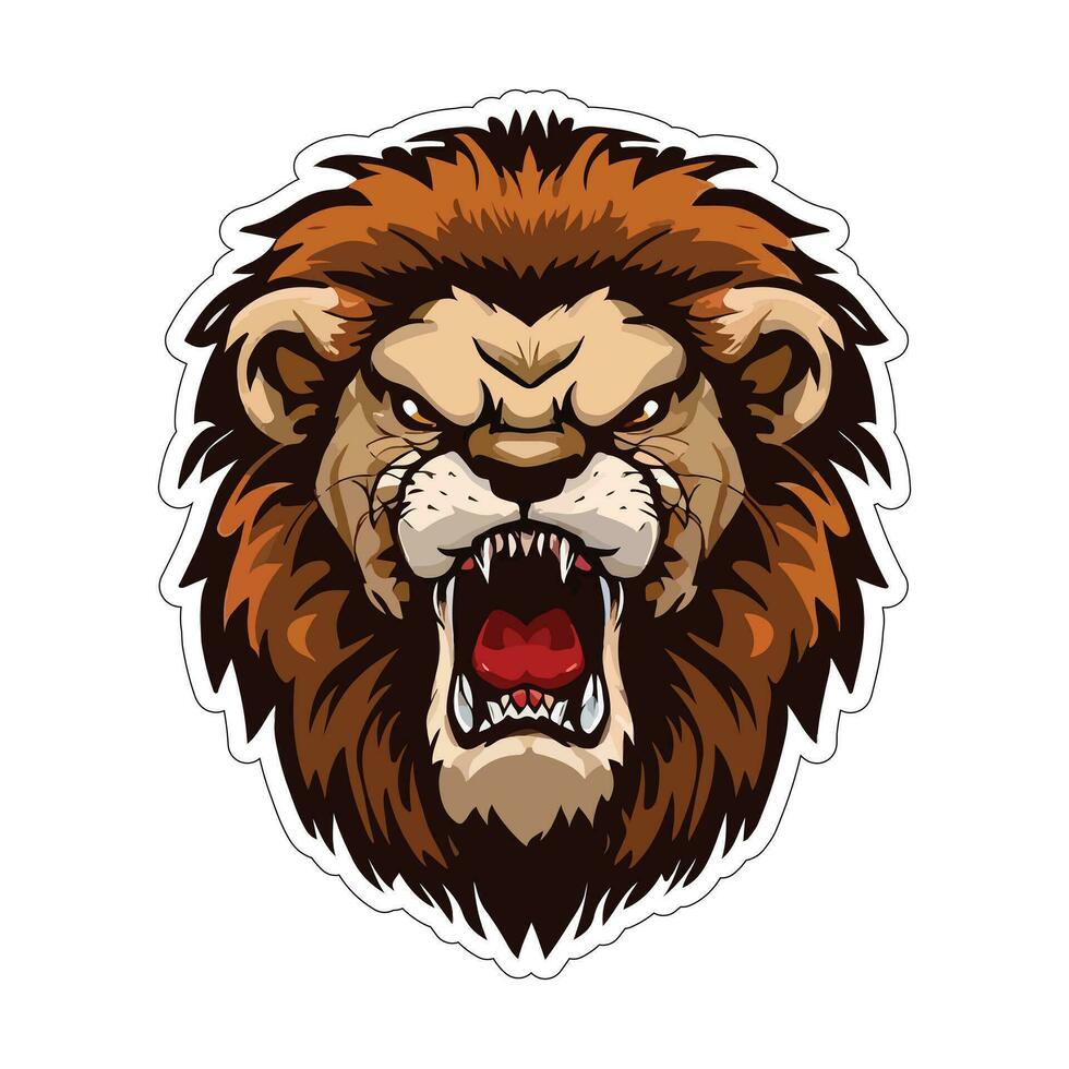 Lion face and head vector art sticker and logo template