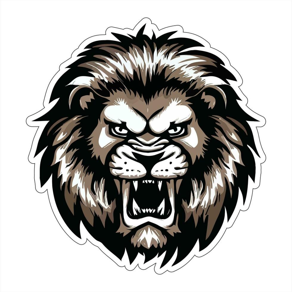 Lion face and head vector art sticker and logo template