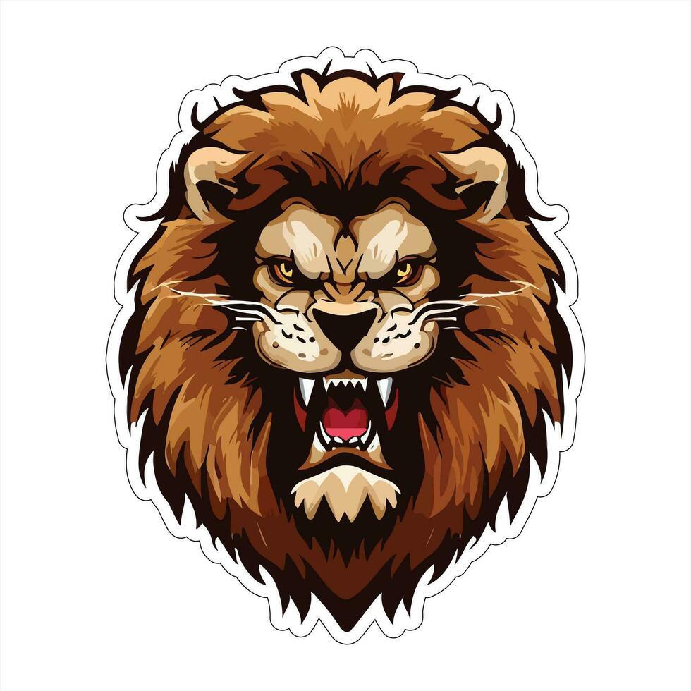 Lion face and head vector art sticker and logo template