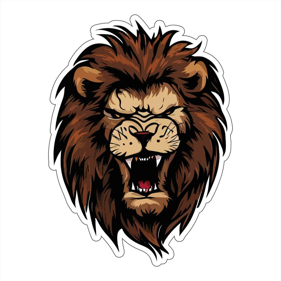 Lion face and head vector art sticker and logo template