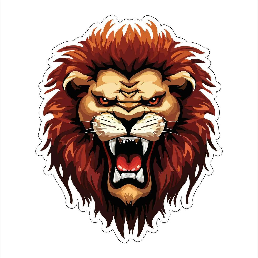 Lion face and head vector art sticker and logo template