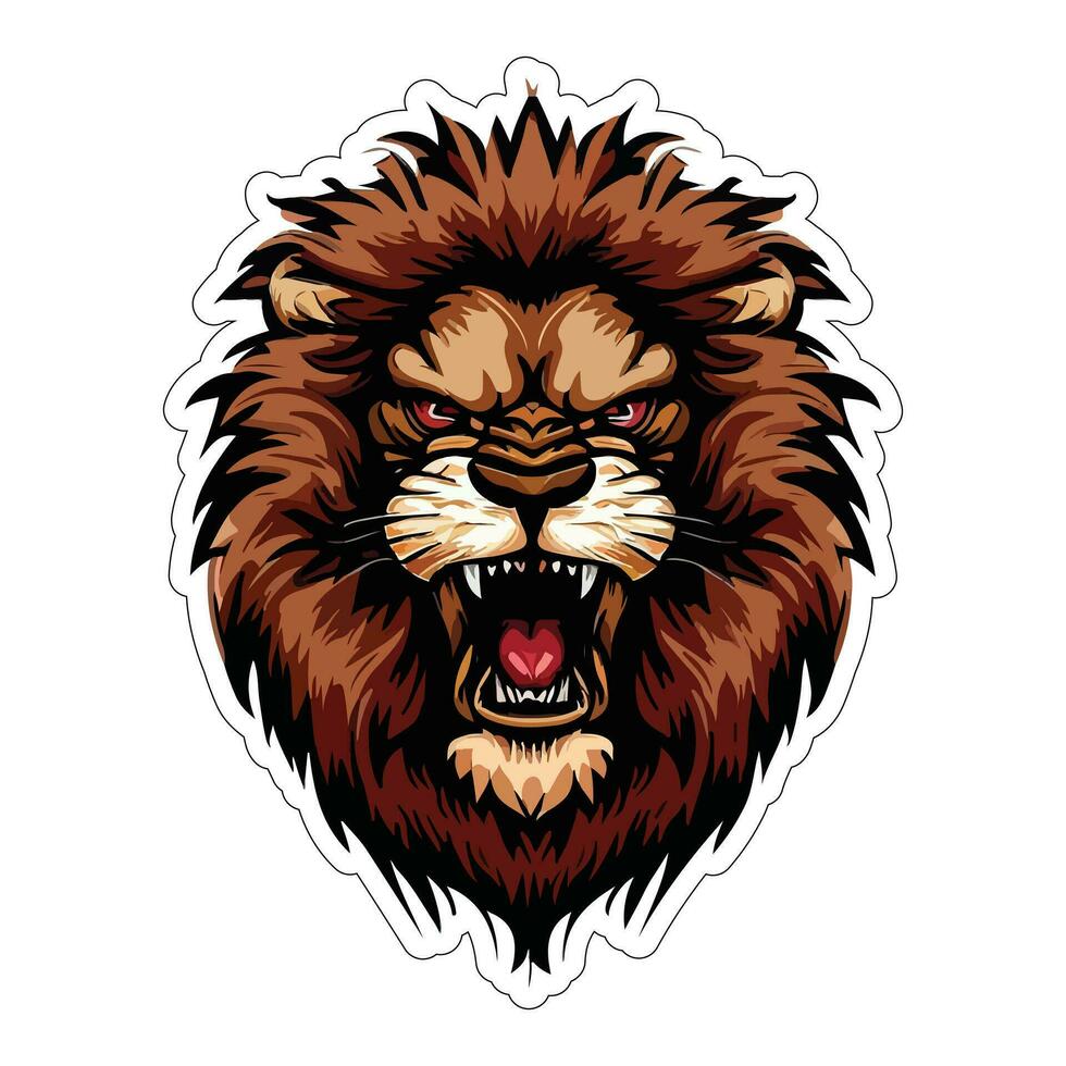 Lion face and head vector art sticker and logo template