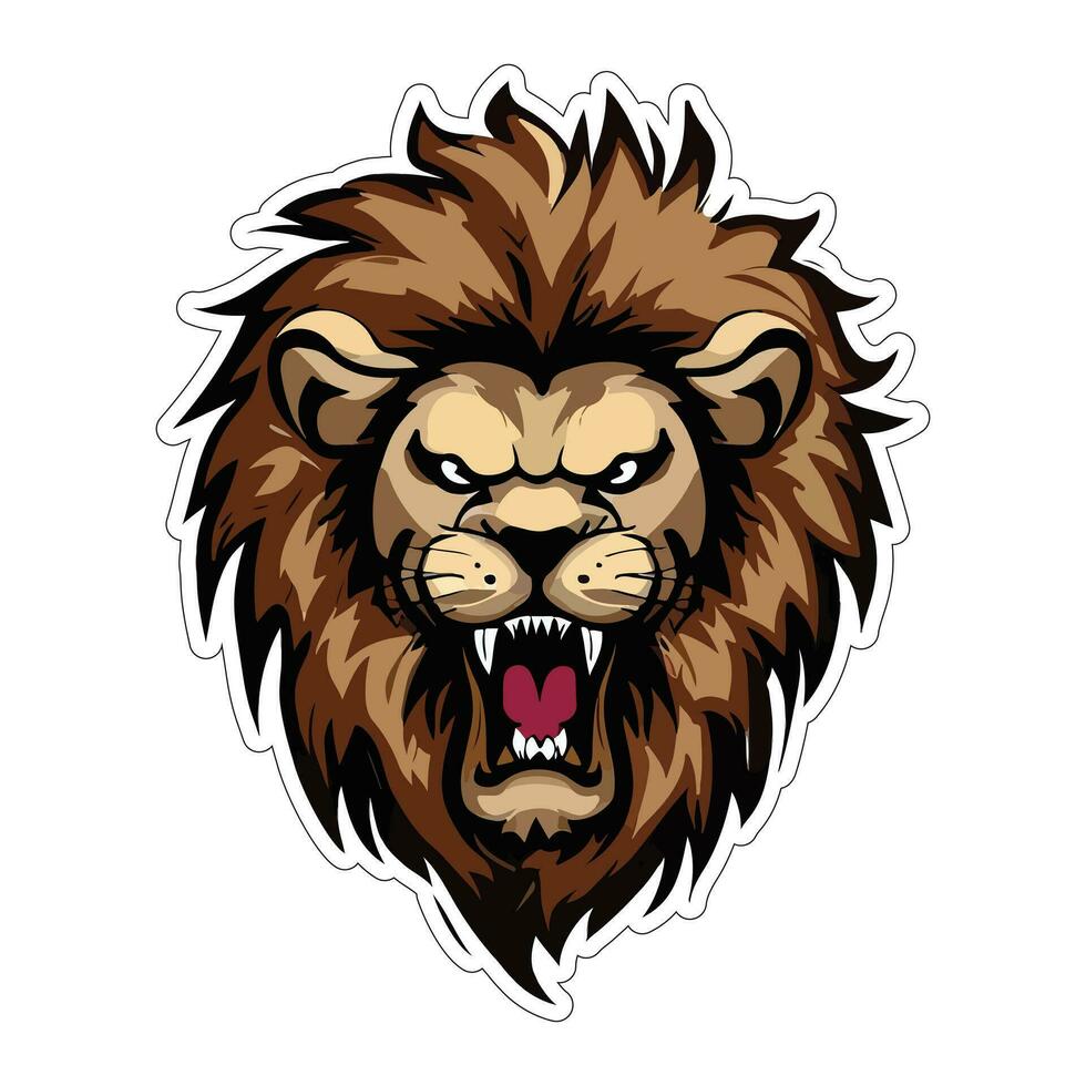 Lion face and head vector art sticker and logo template