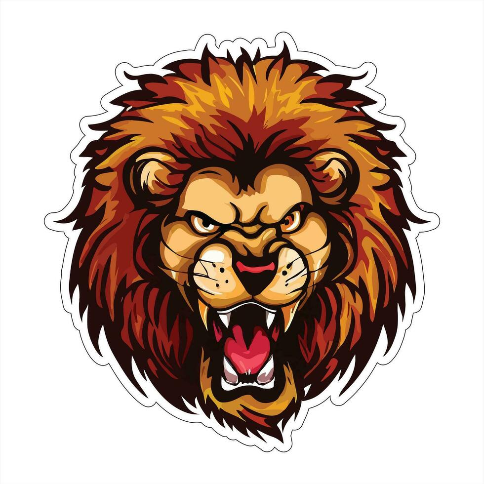 Lion face and head vector art sticker and logo template