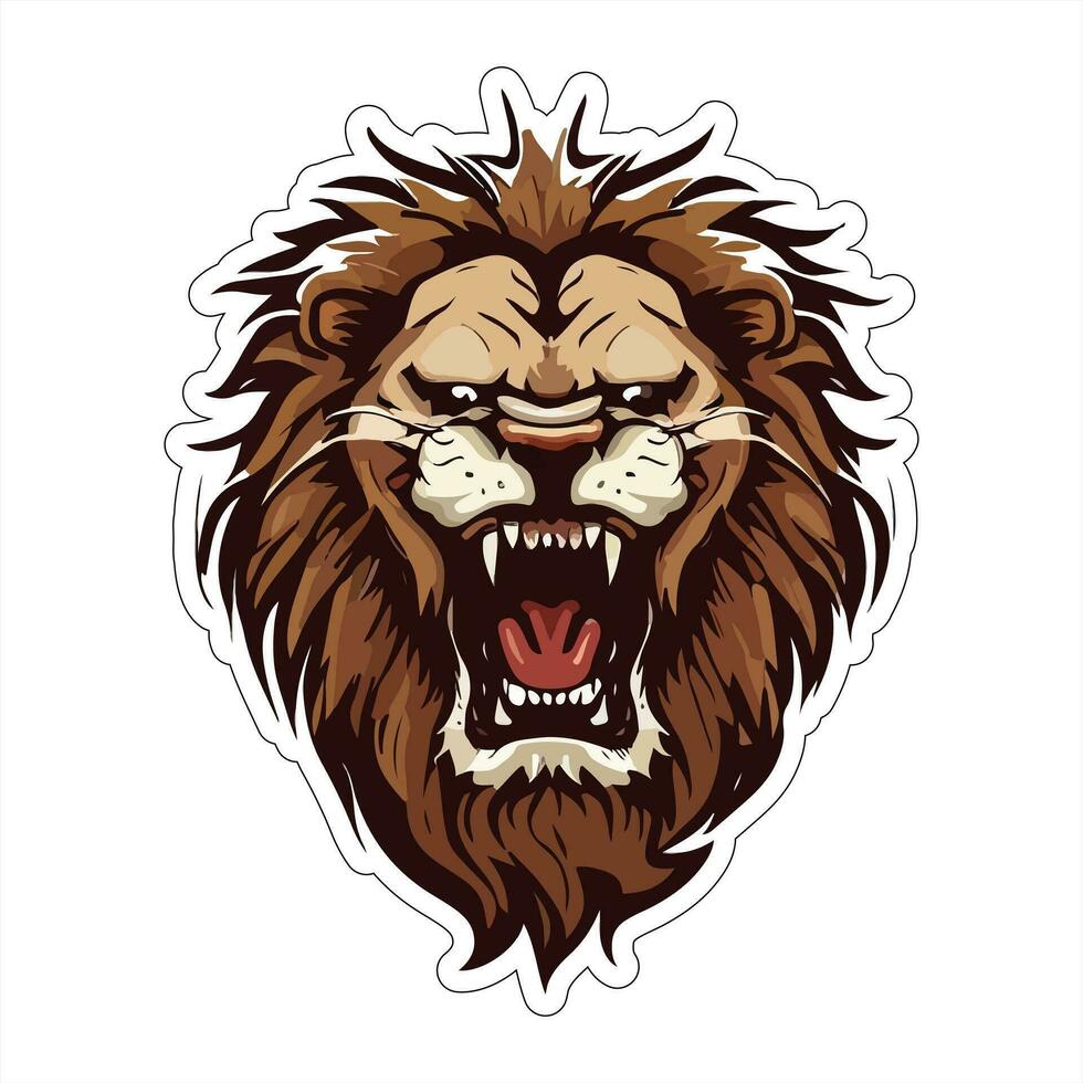 Lion face and head vector art sticker and logo template