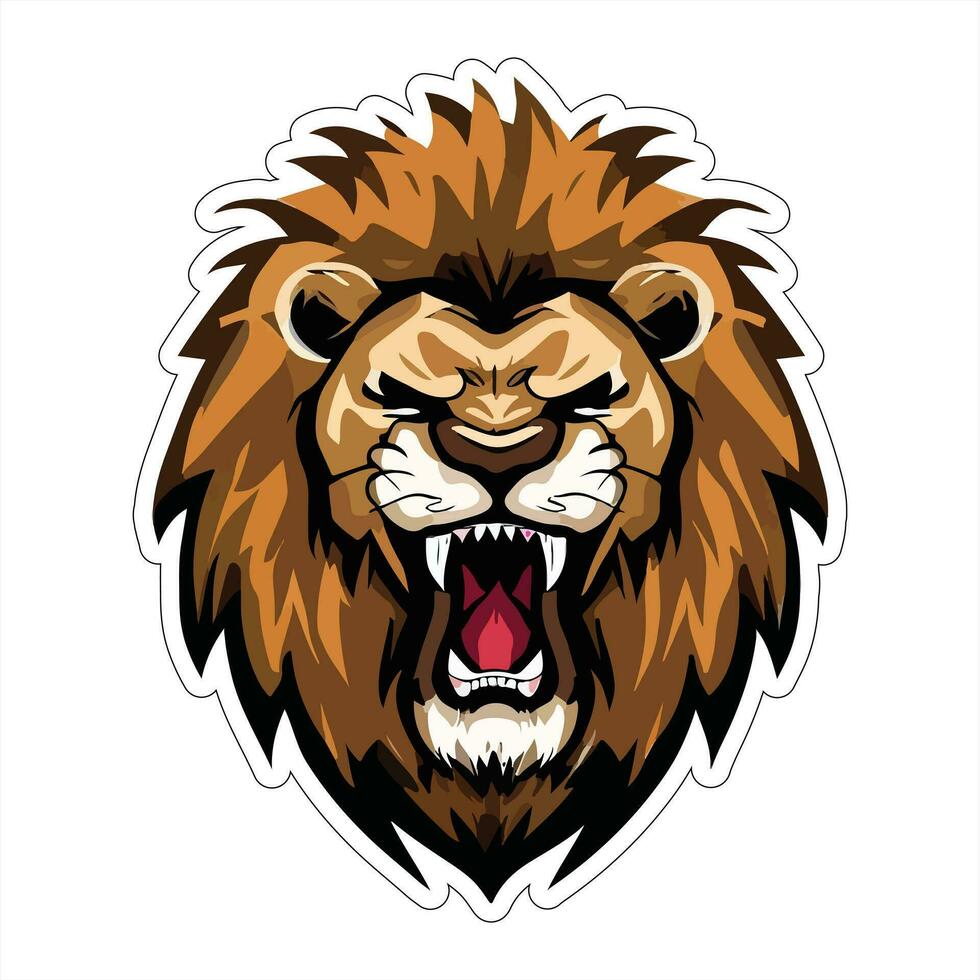 Lion face and head vector art sticker and logo template