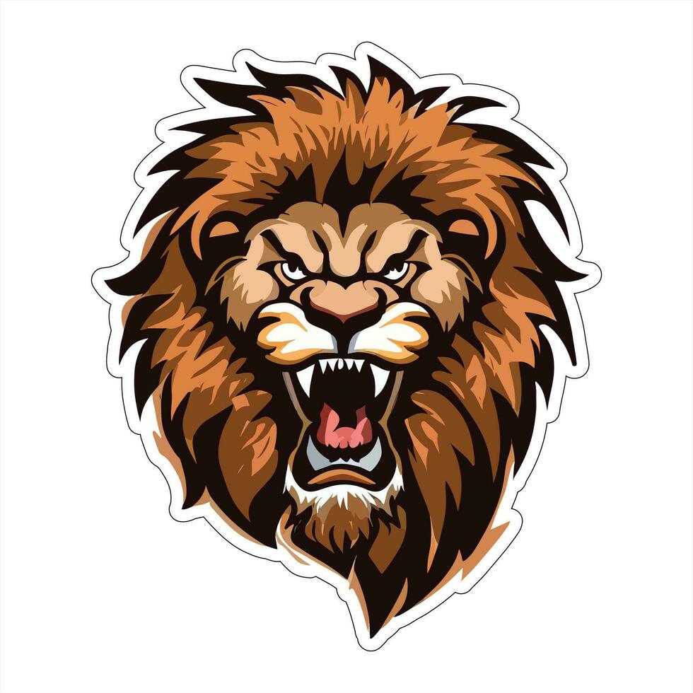 Lion face and head vector art sticker and logo template