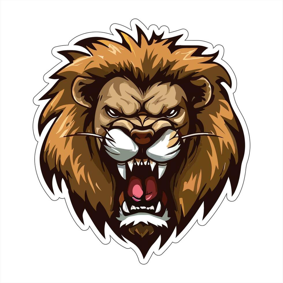 Lion face and head vector art sticker and logo template