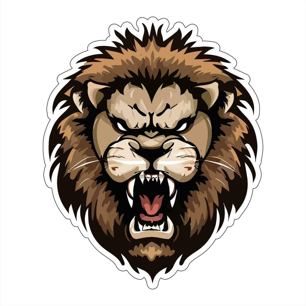 Lion face and head vector art sticker and logo template