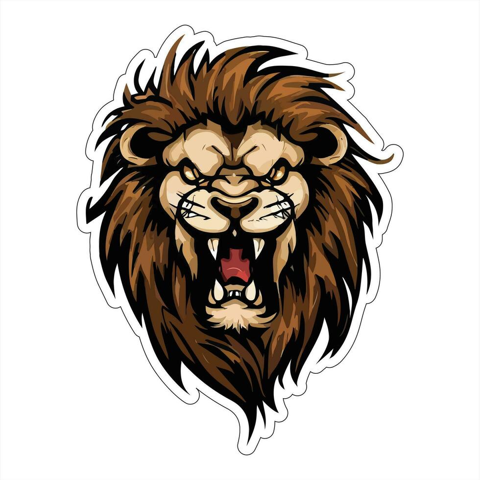 Lion face and head vector art sticker and logo template